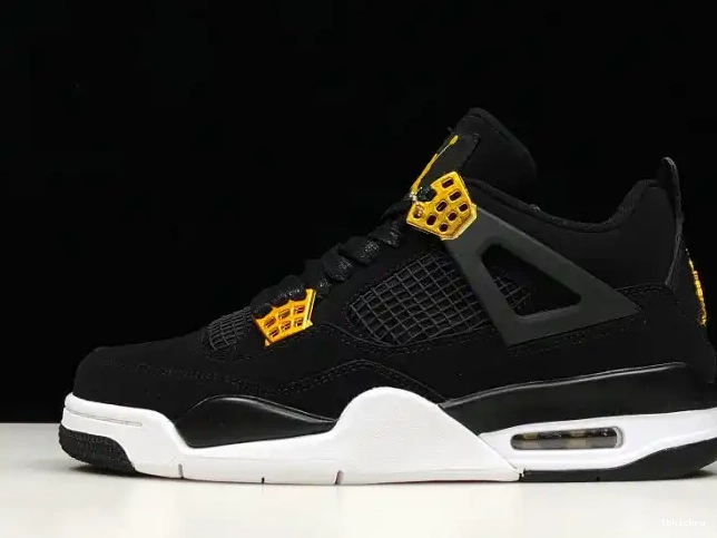 TBkick Gold-White Metallic Air 4 308497-032 Black Jordan Royalty 0513